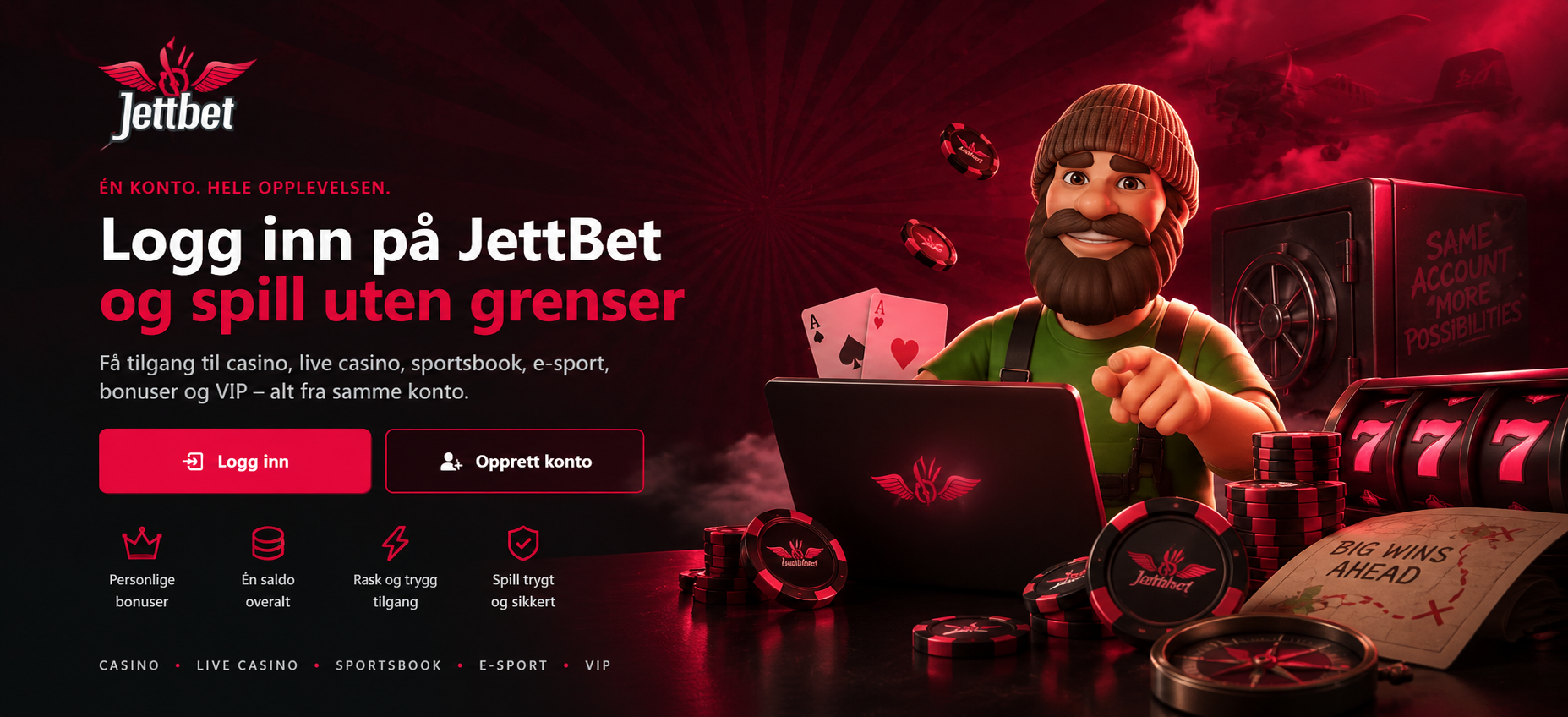 JettBet login – tilgang til casino, sportsbook og bonus på én konto
